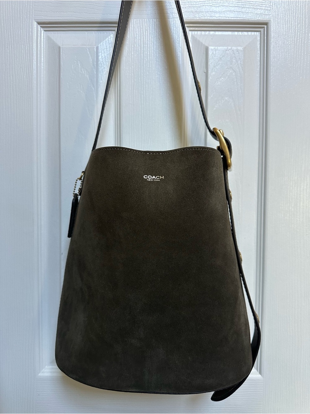 Coach Olive Suede Bleecker Bucket Bag